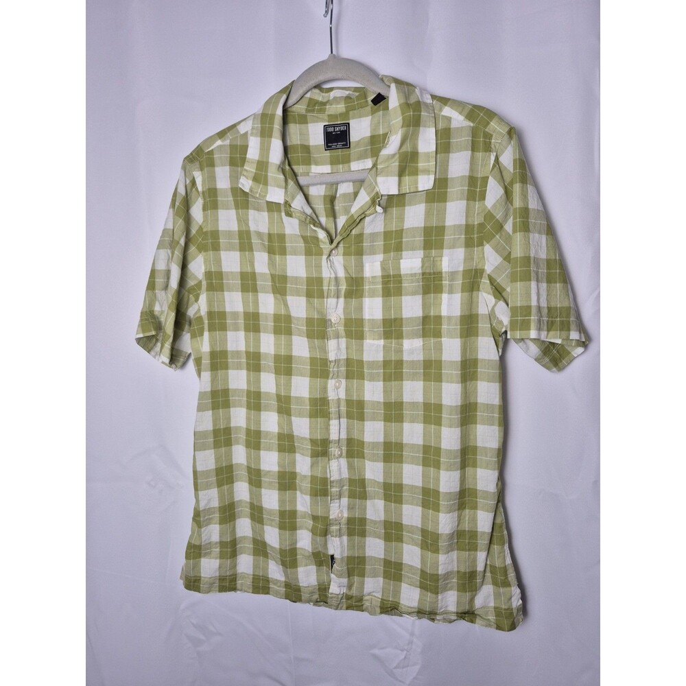 Todd Snyder Shirt Men's M Plaid Button Loop Camp Collar Green